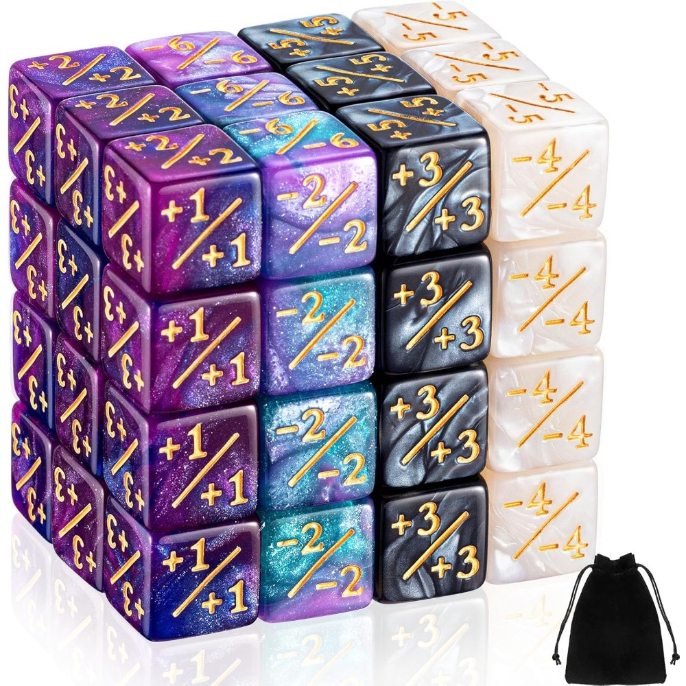 Game Token Counter - 48 Stuks Tellerdobbelstenen -1/+1 Tellers Mogelijkheid