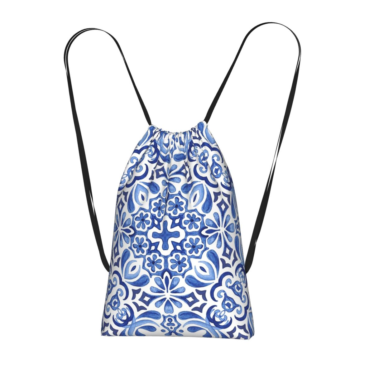 Tile Bag Drawstring - Mediterrane mozaïektegels Azulejos rugzak met trekkoord