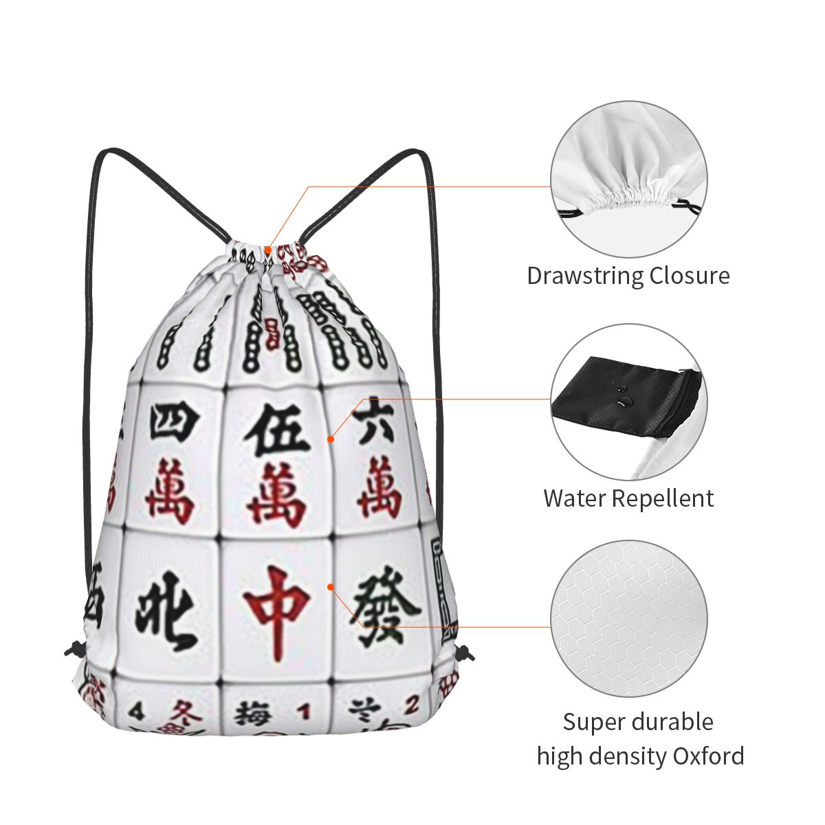 Mahjong Tile Pattern-rugzakken - Tile Bag Drawstring recensie en prijs