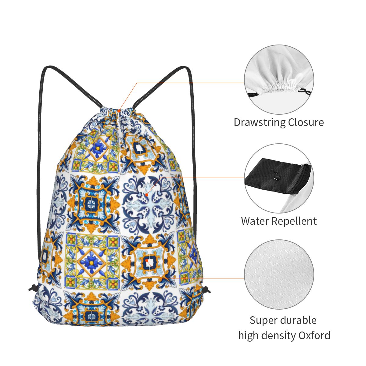 Kopie van Siciliaanse tegels,  - Tile Bag Drawstring recensie en prijs