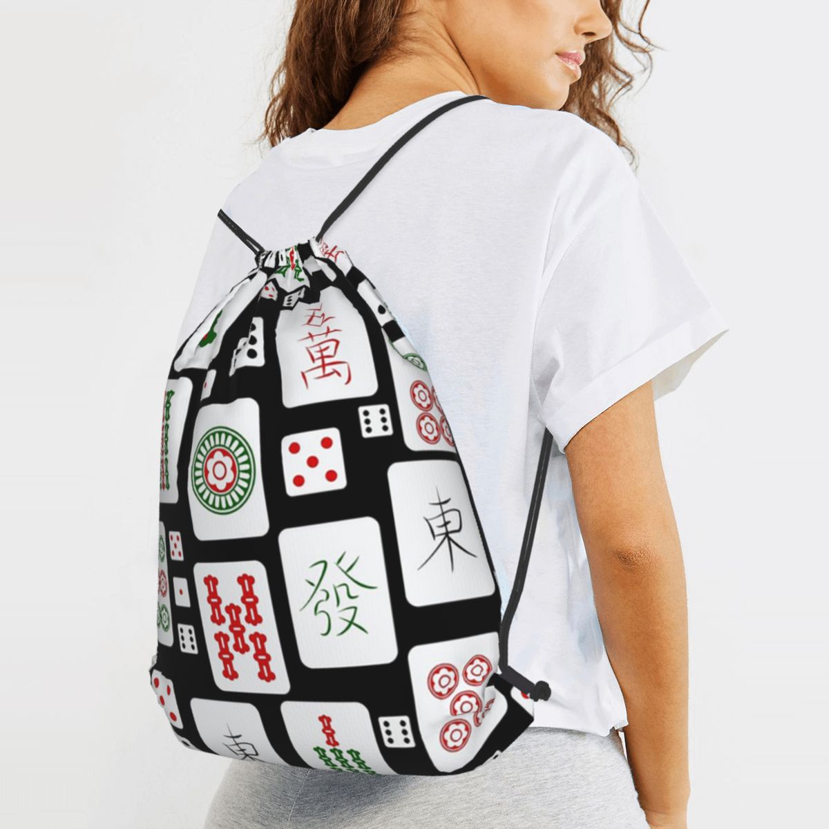 Mahjong Tiles Game Dice Rugzak - Tile Bag Drawstring recensie en prijs