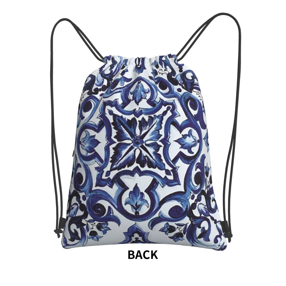 Blauwe sierlijke bloemen Medit - Tile Bag Drawstring recensie en prijs