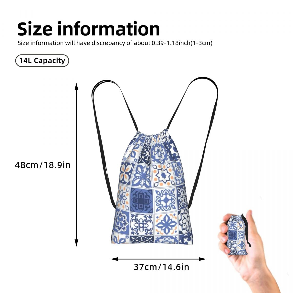 Blauwe Portugese tegel Portuga - Tile Bag Drawstring recensie en prijs