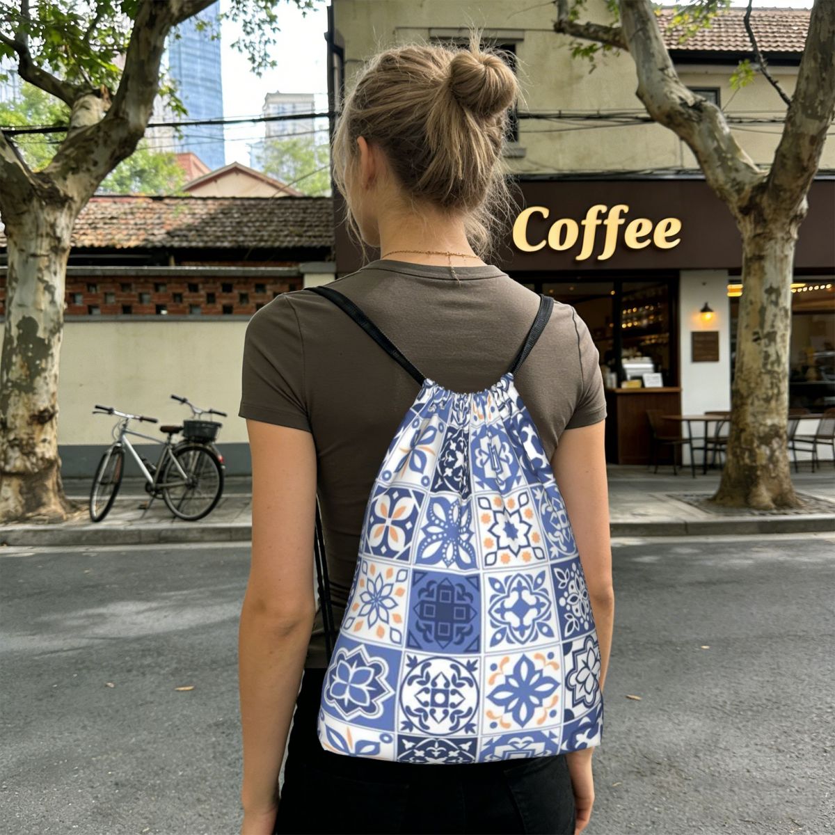 Blauwe Portugese tegel Portuga - Tile Bag Drawstring recensie en prijs