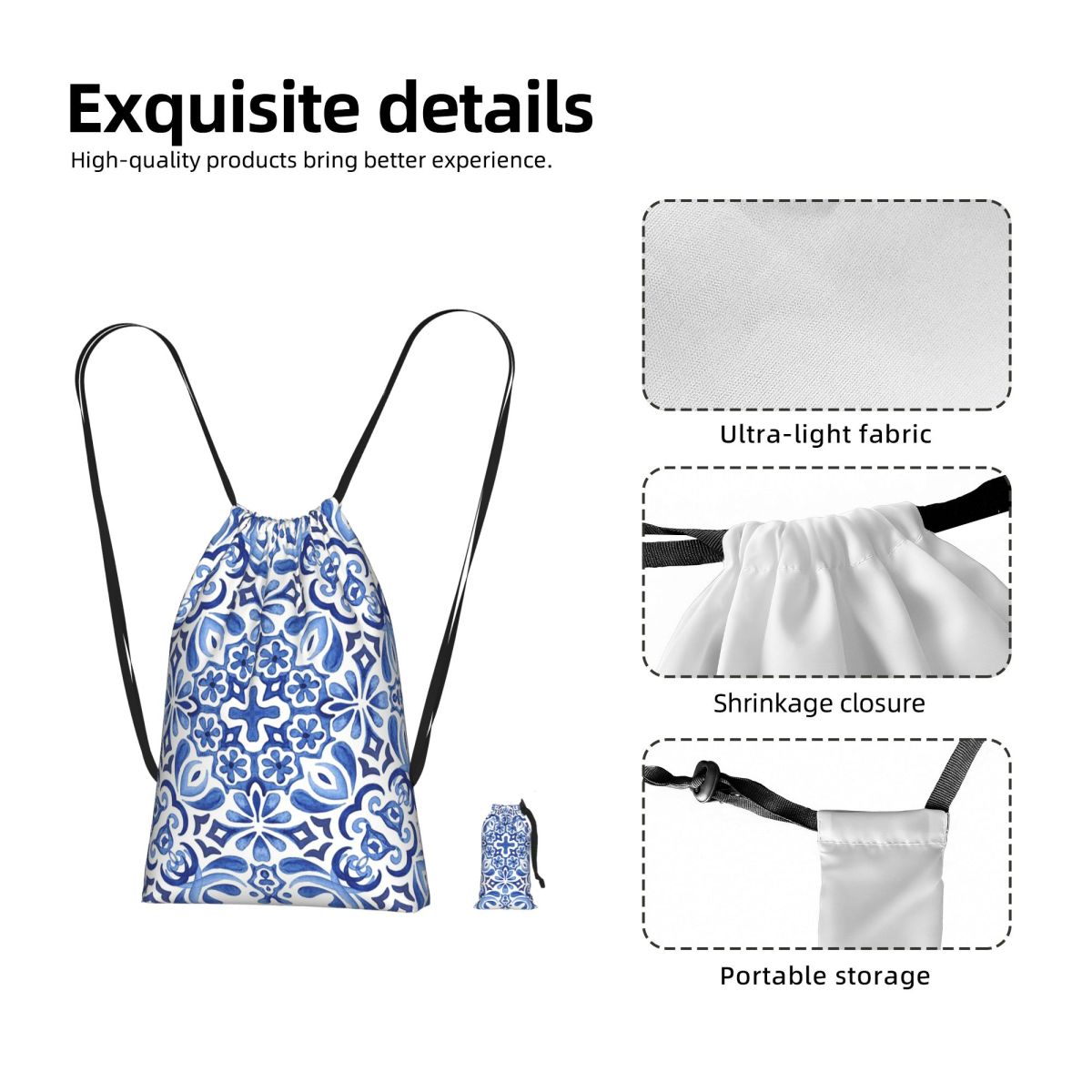 Mediterrane mozaïektegels Azul - Tile Bag Drawstring recensie en prijs