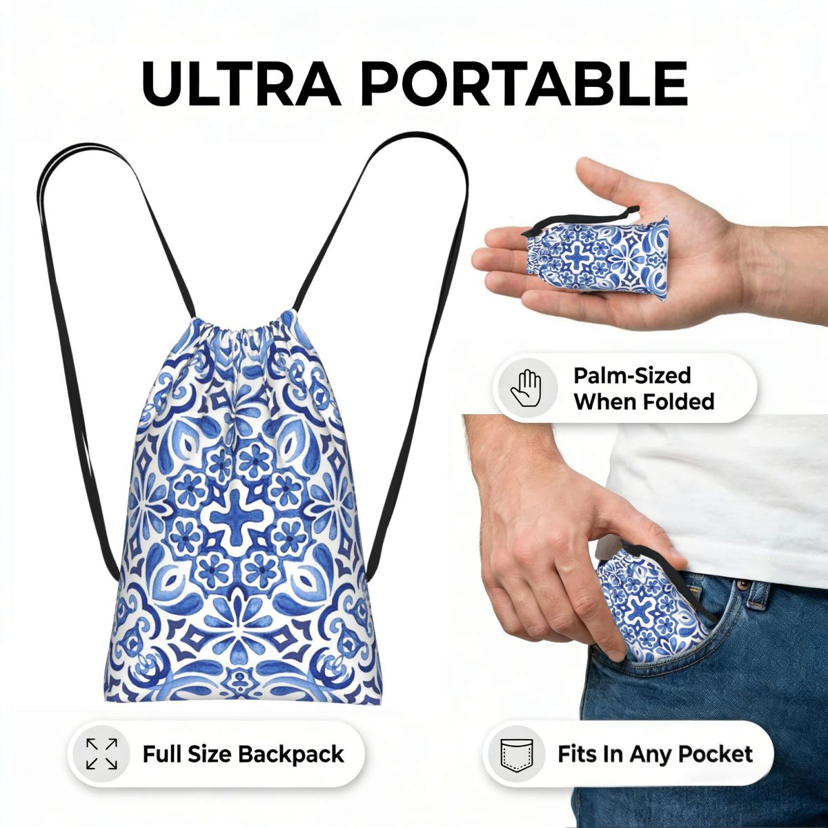 Mediterrane mozaïektegels Azul - Tile Bag Drawstring recensie en prijs