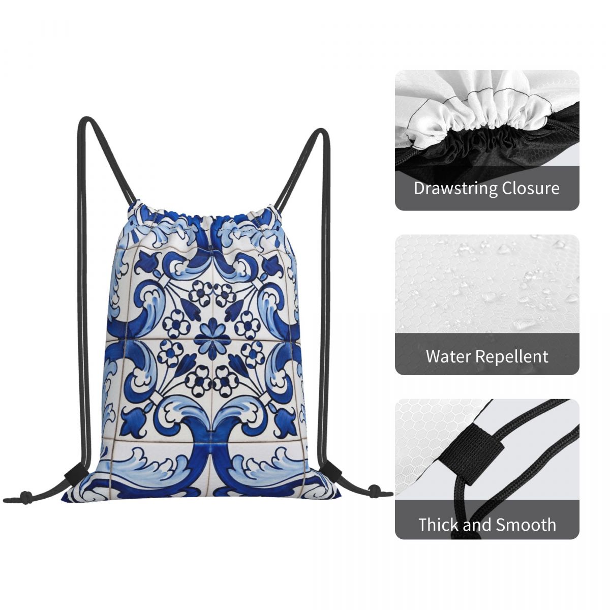 Antieke klassieke Lissabon bla - Tile Bag Drawstring recensie en prijs