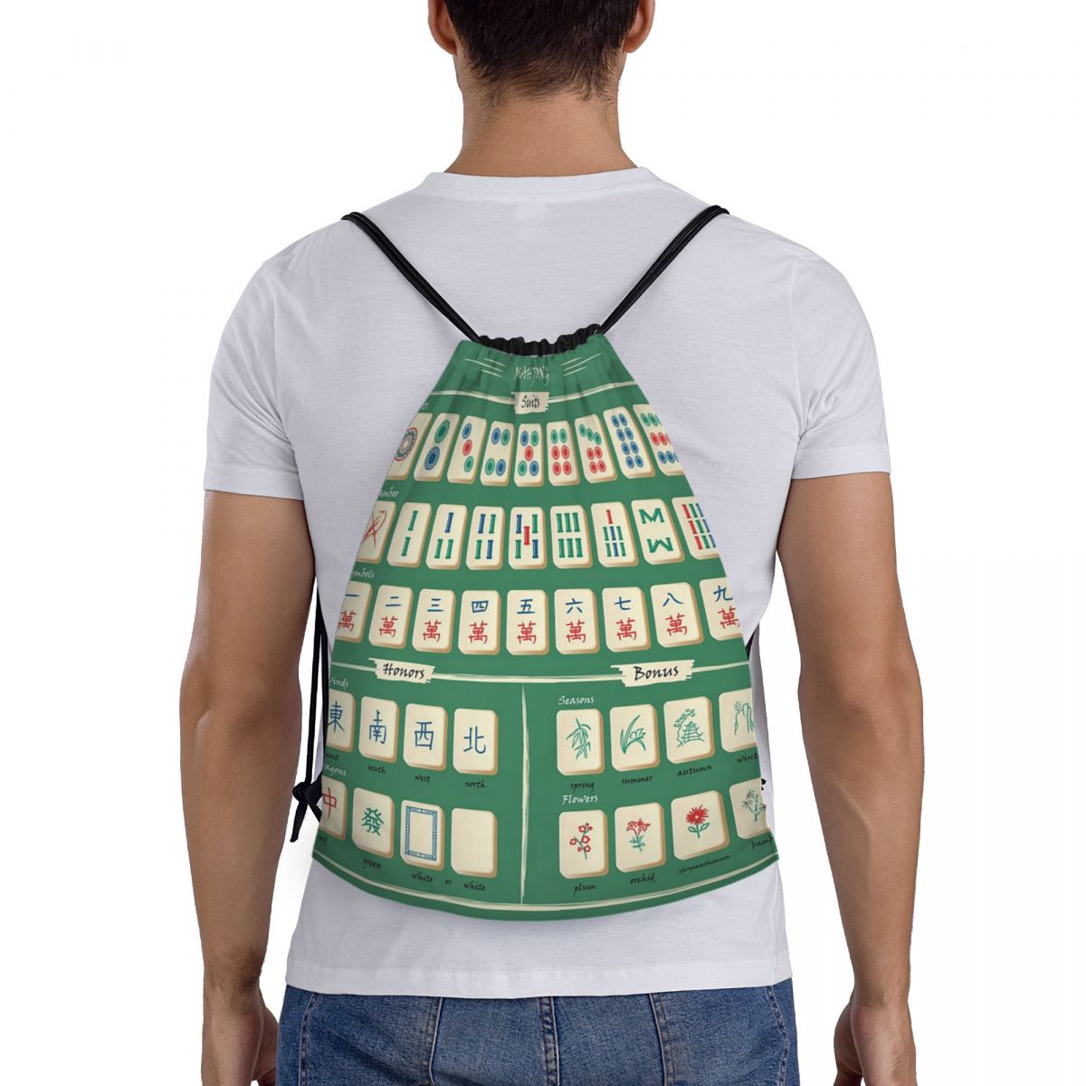 Mahjong Tile Pattern-rugzakken - Tile Bag Drawstring recensie en prijs