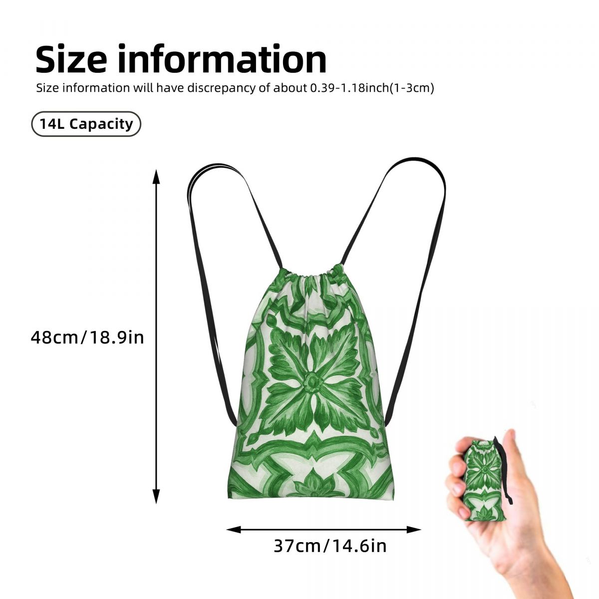 Groene sierlijke bloemen Medit - Tile Bag Drawstring recensie en prijs